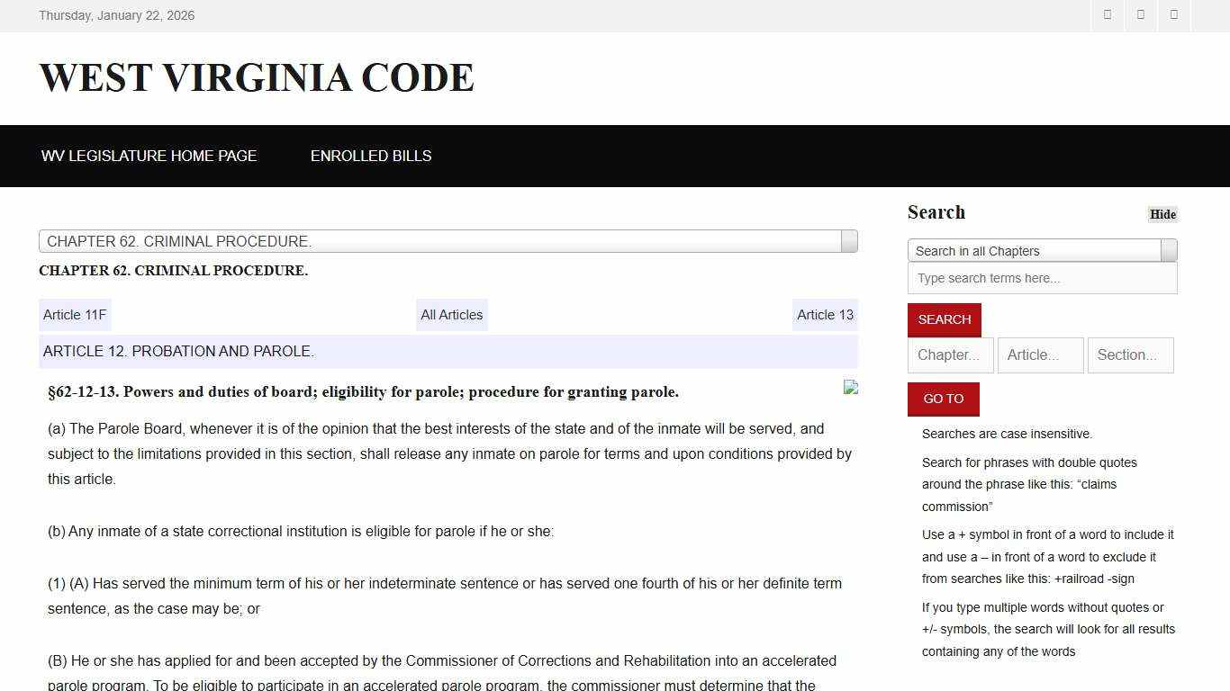 West Virginia Code §62-12-13